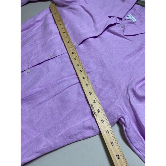 J. Jill Love Linen Essential Button Up Long Sleeve Tunic Top Size Large Purple - Picture 4 of 13